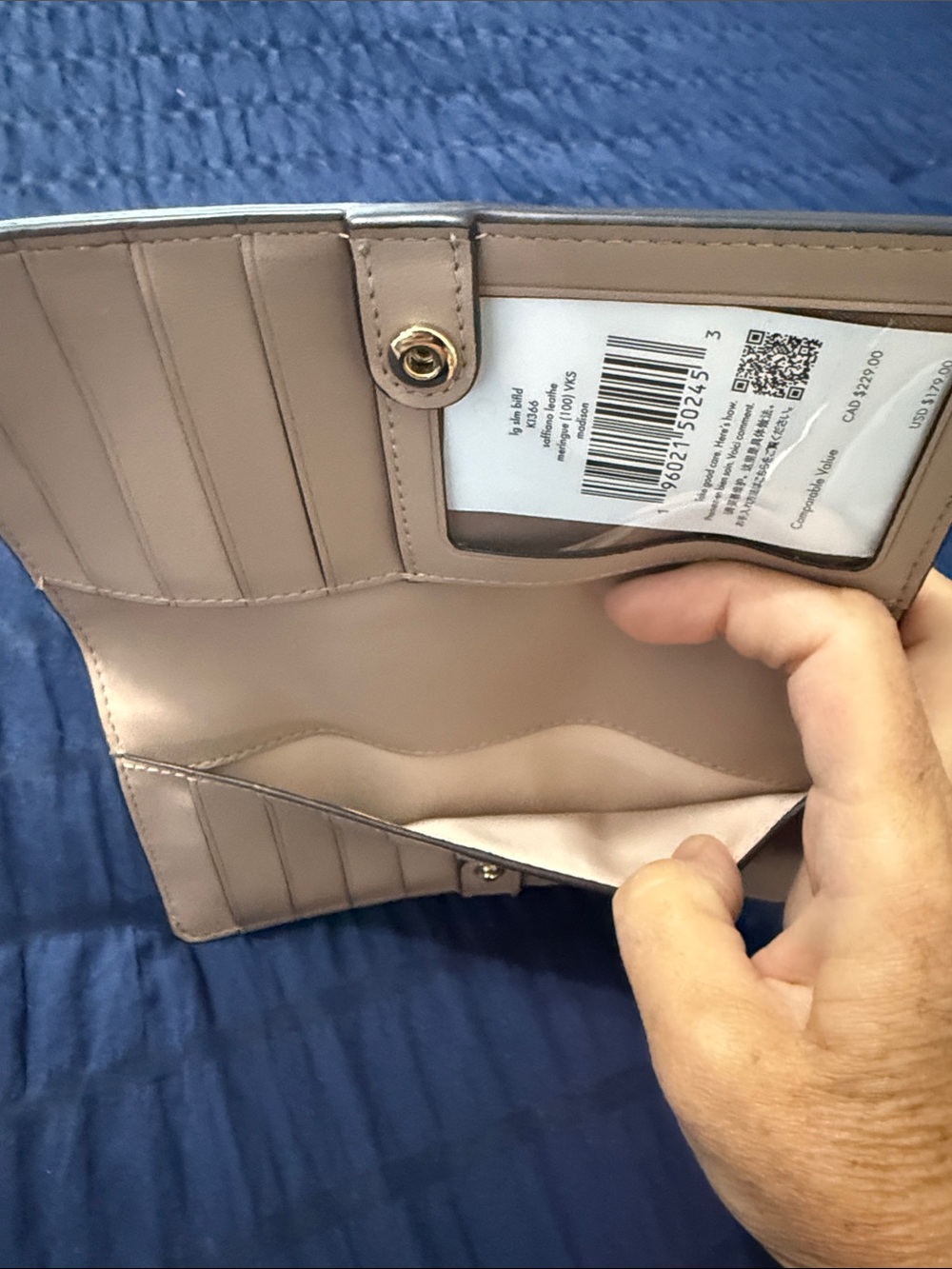 kate spade Cream Saffiano Zip-Around Wallet with Gold Logo - Picture 6 of 11